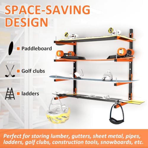 lumber storage rack, wall mount removable & adjustable, side view