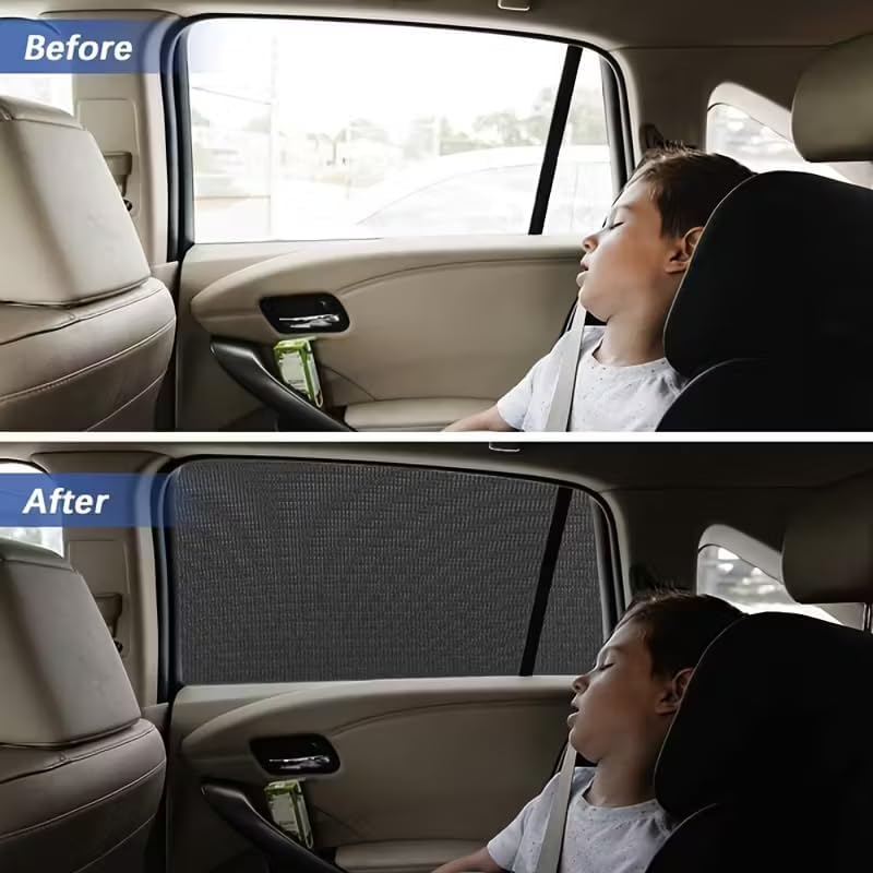 4pcs Premium Car Window Screens - Front and Rear Window Shades for Ultimate Sun Protection and Camping Comfort Solely for Parking Use
