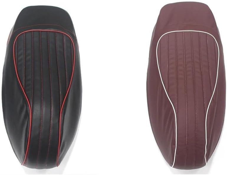 Pokhaomin Black/Red Saddle Leather Seat Cover for Vespa GTS300 GTS 125 150 250 300(Black)