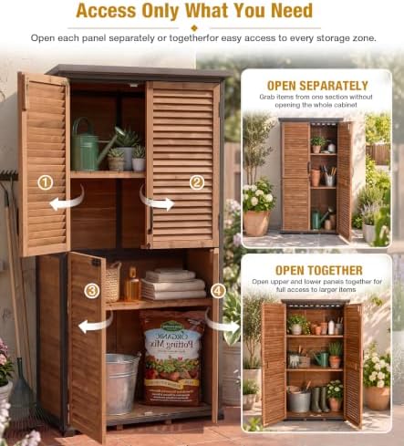 outdoor storage cabinet waterproof with metal frame and showing dimensions