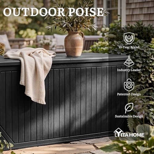 yitahome 300 gallon extra large double-wall outdoor storage, front angle view