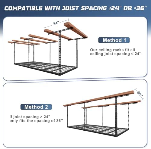 3x6ft overhead garage storage rack 450lbs capacity, 26"-40" on a desk or shelf
