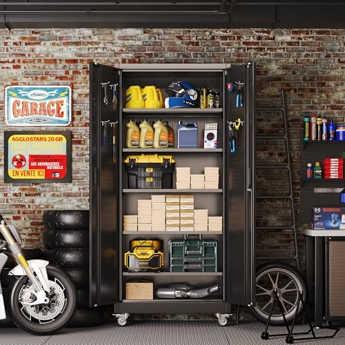 reemoon 5 adjustable 170 lb shelves, lockable doors shown in use