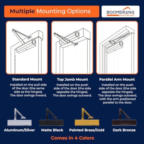 boomerang d8016 heavy-duty designer auto commercial door closer, package contents