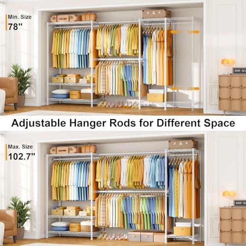 ulifhome heavy-duty garment rack, adjustable clothing racks hanging, close-up detail