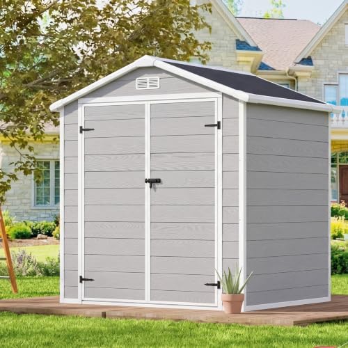 aoxun 6x4 ft outdoor storage shed, outdoor resin, view 9