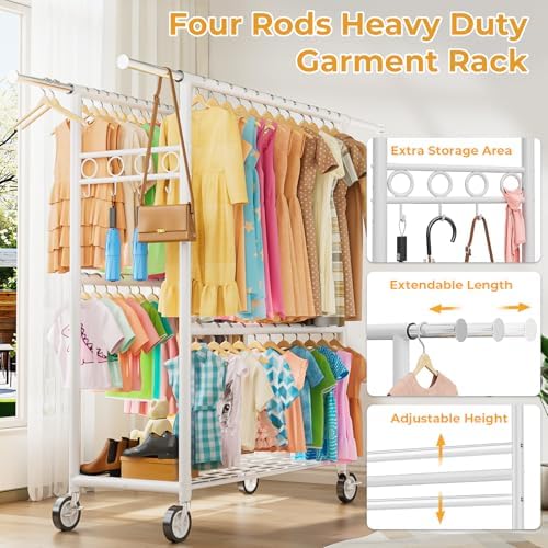 heavy duty clothes rack load 1060lbs, four rods, package contents