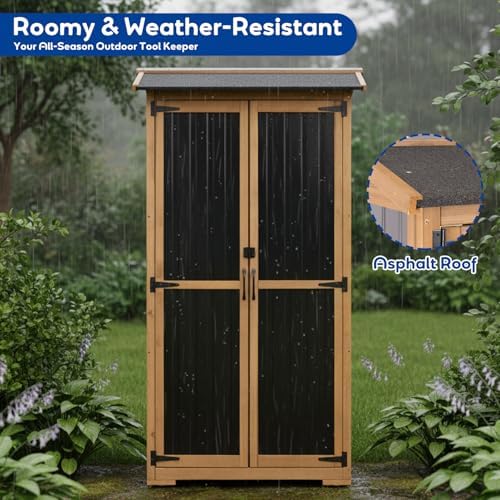 outdoor storage cabinet weather-resistant, wood & metal storage on a desk or shelf