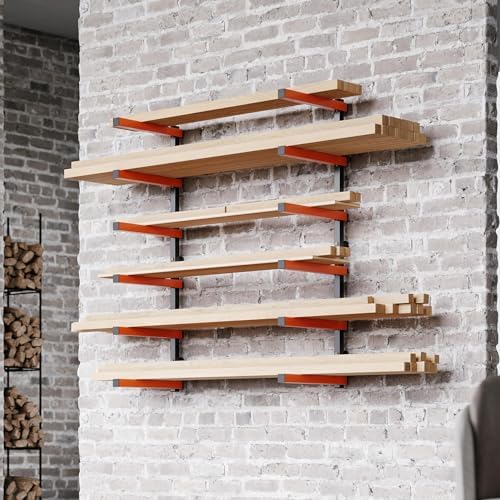 ecotric lumber rack wall mount wood organizer lumber, close-up detail