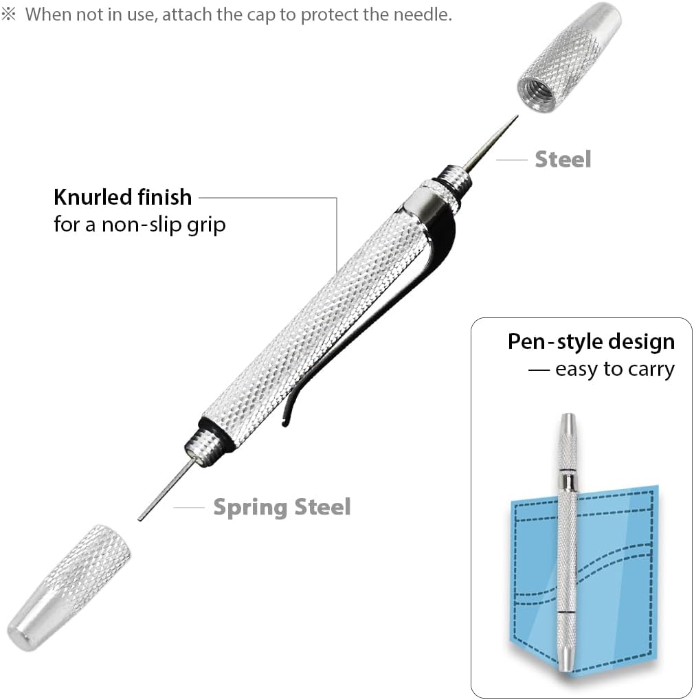 FIRSTINFO Windshield Washer Nozzle Cleaning Needle Tool | Corrosion Blockage Removal | Two needle sizes | Pocket-size body | Made in Taiwan