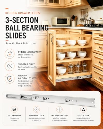 gobrico drawer slides 20 inch 2 pair，soft close on a desk or shelf