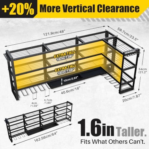 xlarge 64''w power tool organizer wall mount, 4-tier, side view