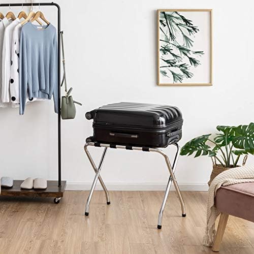 tangkula chrome luggage rack for guest room, no shown in use
