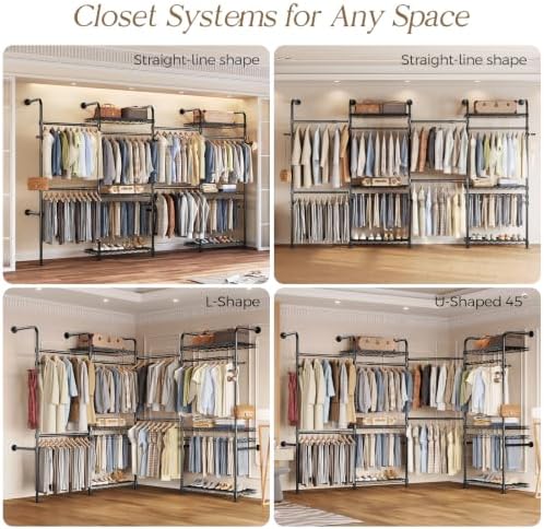 closet organizers wall mounted closet system, 4-row heavy showing dimensions