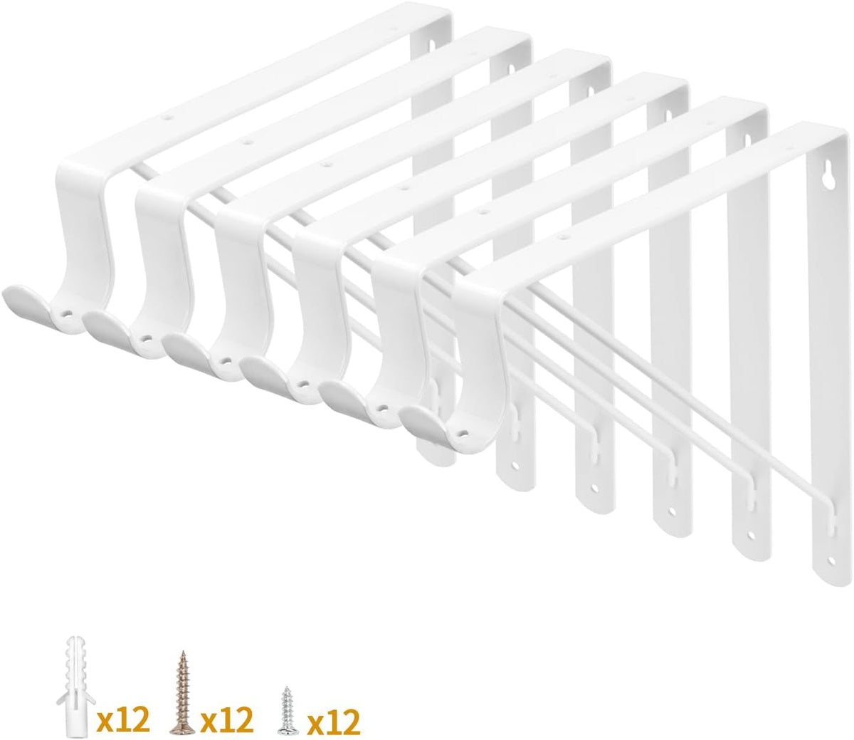 yarssihha 6 pack closet rod bracket, 12 x, main product view