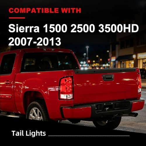 MOUTUX Tail Lights Compatible with GMC Sierra 1500 2500 3500HD 2007-2014, 25958485, GM2801208, 25958484, GM2800208 Rear Light Lamp Assembly Red Left+Right w/Blubs&wiring harness