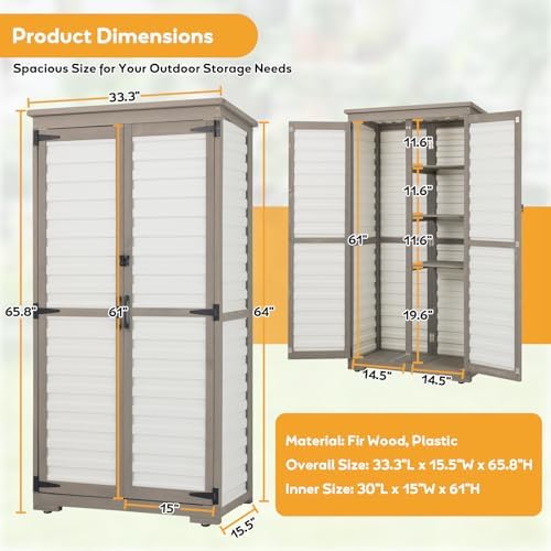 petscosset outdoor storage cabinet with shelves, wood &, close-up detail