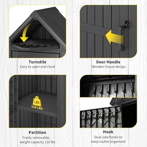 fancyango outdoor resin storage cabinet sturdy all-weather shed, package contents