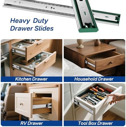 4 pairs 22 inch soft close drawer slides on a desk or shelf