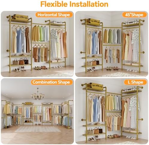 higeego w3 wall mounted clothes rack, industrial pipe, package contents