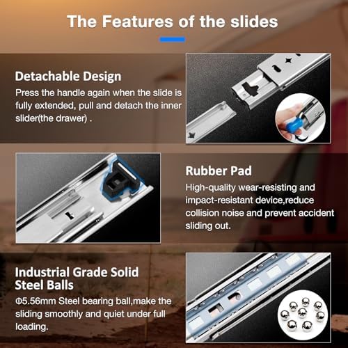 drawer slides, front angle view