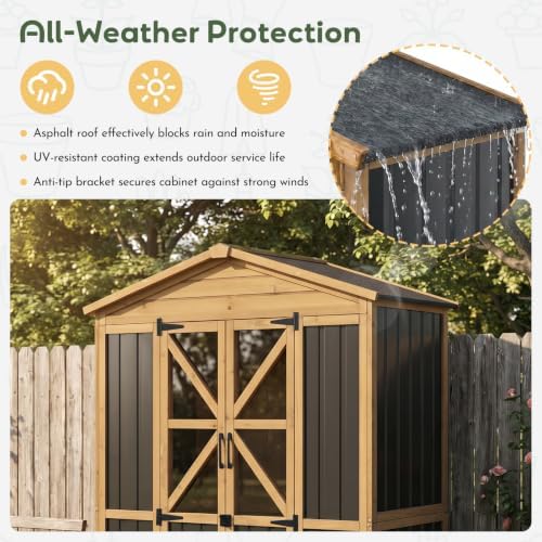 outdoor storage cabinet, weatherproof garden shed with 6, close-up detail