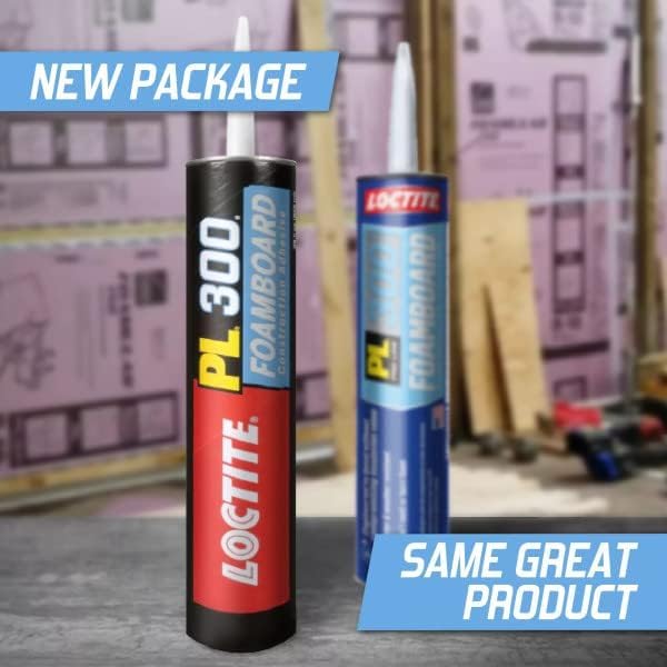 loctite pl300 foamboard adhesive, 10 fl oz, cartridge, front angle view