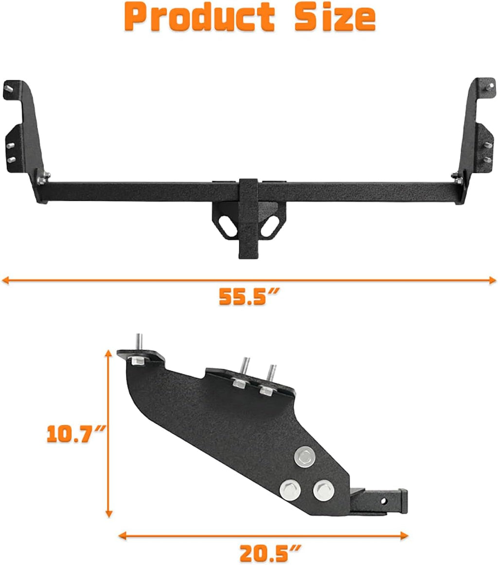 Class 3 Black 2 Inch Receiver Tube Rear Bumper Trailer Tow Hitch
