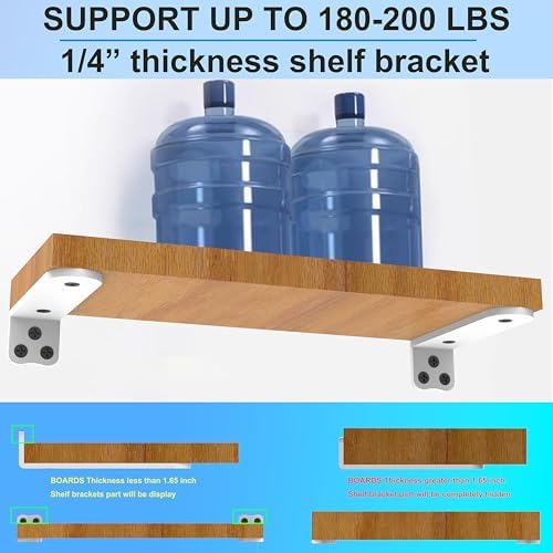 eurydice heavy duty floating shelf brackets, 1/4 in showing dimensions