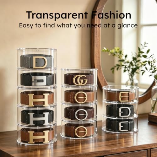 femeli acrylic belt storage organizers for closet 5-layer shown in use
