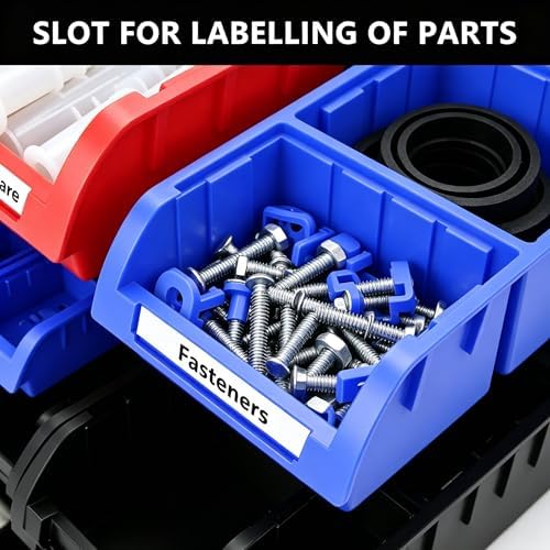 wall mounted storage organizer bins with rack, nuts showing dimensions
