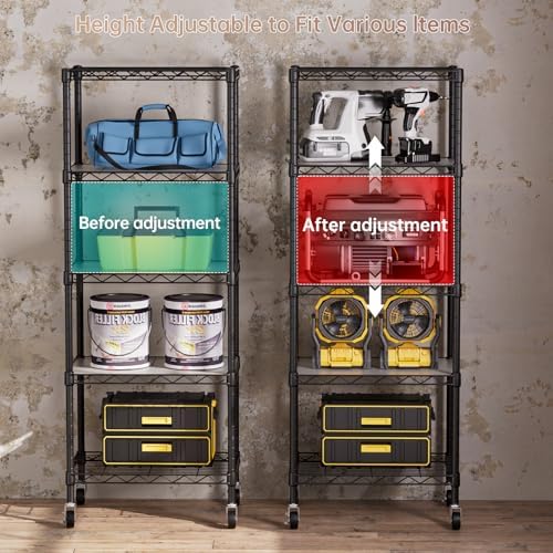 singaye small wire 5 adjustable shelves pantry metal, side view