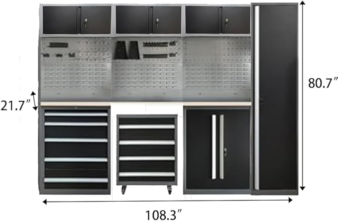 JZD Garage Storage Cabinet System Workshop, Tool Cabinets Combo - Image 2