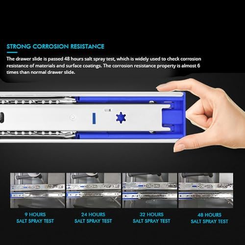 20 inch 10 pairs soft close drawer slides, side view