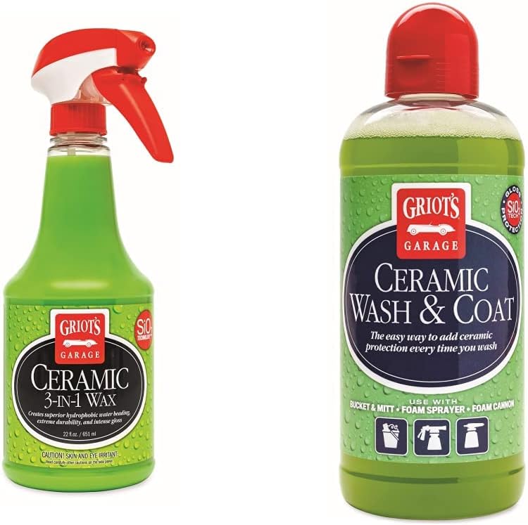 Griot's Garage 10978 3-in-1 Ceramic Wax 22oz & 10885 Ceramic Wash & Coat 48oz