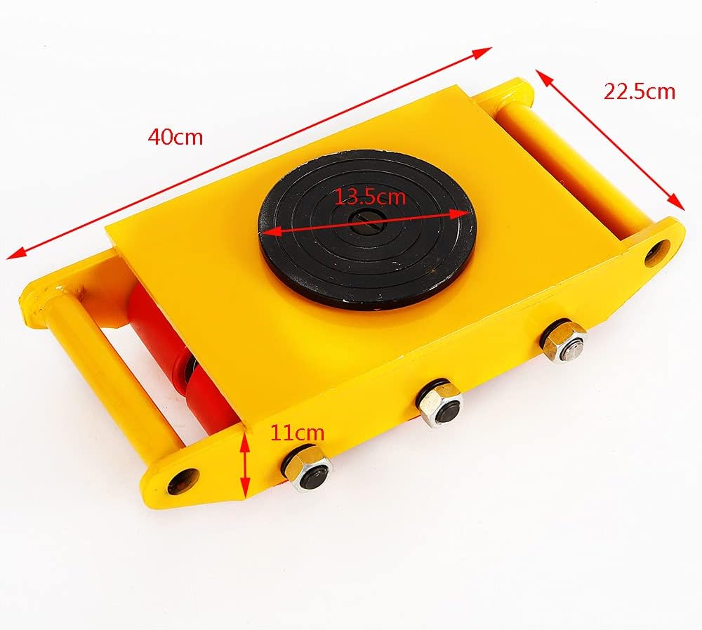 Heavy Duty Industrial Machinery Mover - 360° Rotating C Trolley with 4 Rollers, 8t Capaci Moving Skate for Effortless Equint Transport - Yellow Trailer