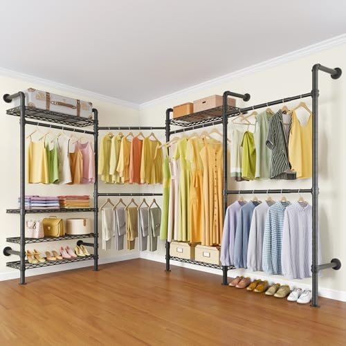 timate l4 l shape garment rack heavy duty on a desk or shelf