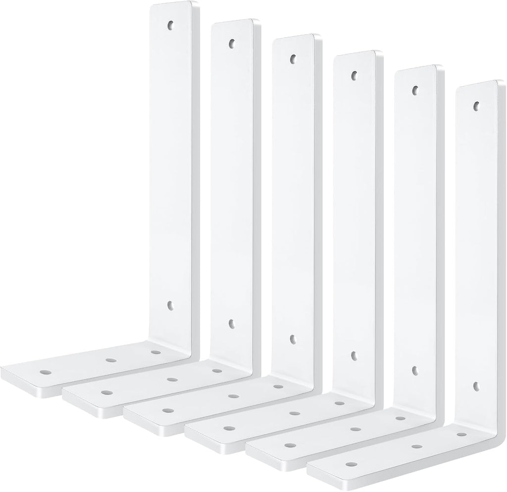 white floating shelf bracket 12 inch, 6 pack, main product view