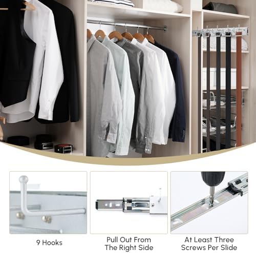 blulu 2 pcs 13.8'' sliding tie rack hangers, close-up detail