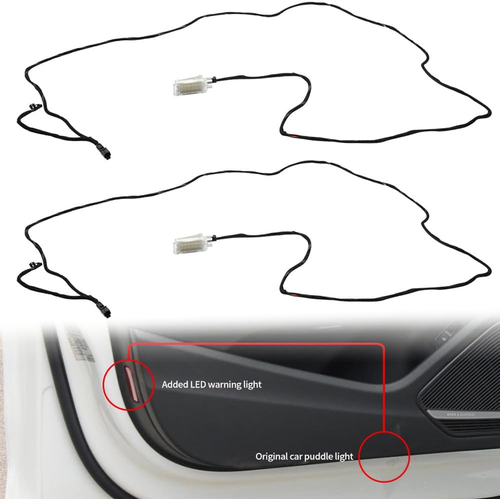 nsautolighting Red LED Interior Courtesy Door Light for Au'di A3 S3 A4 S4 A5 S5 A6 S6 A8 S8 Q3 Q4 Q5 Q6 Q7 Q8 LED Side Door Panel Warning Puddle Footwell Lamp Assembly 2Pcs