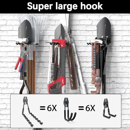 3-h heavy duty garage hooks, 31 pack wall, side view