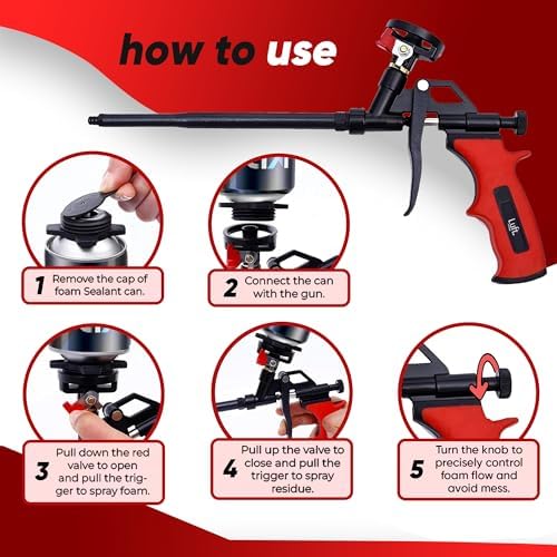 professional expanding foam spray gun, 2 insulation guns, side view