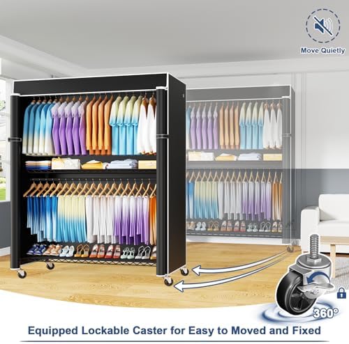 ulifhome p8c max heavy duty clothes rack（with extended showing dimensions