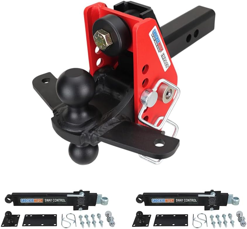 Shocker Impact Cushion Hitch & Sway Control Towing Kit - Fits 2-1/2" Hitch - Has Black Combo 2" & 2-5/16" Balls & 2 Sway Bars