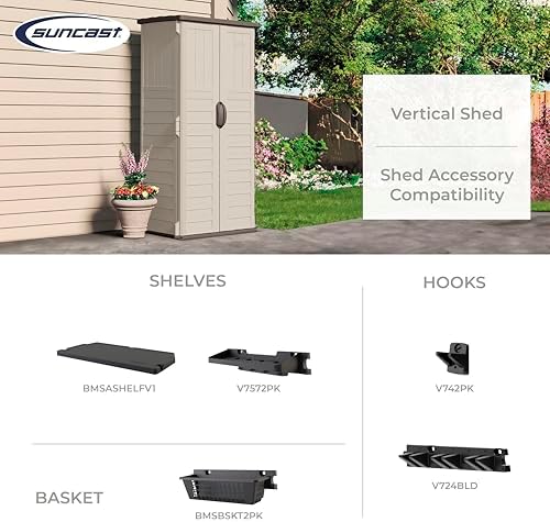 suncast vertical outdoor storage shed with all-weather construction, view 9