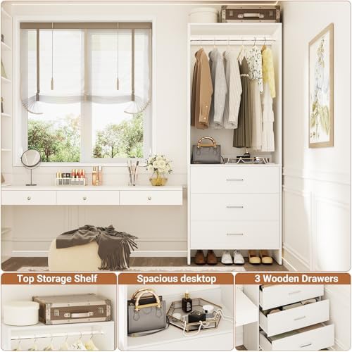 aheaplus 1.8ft closet system with drawers, 21.5’’ closet showing dimensions