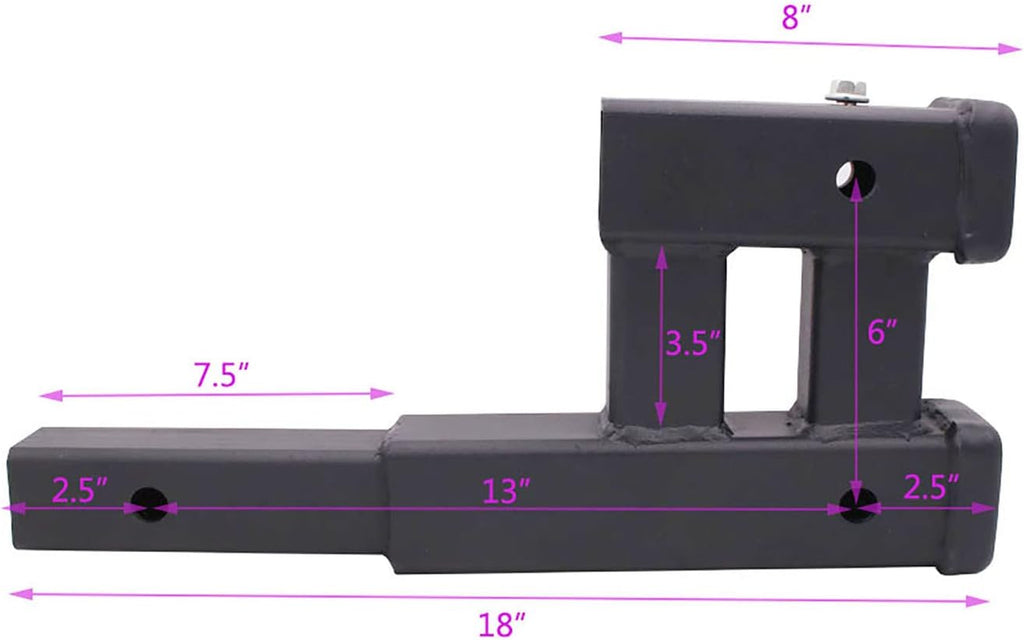Heavy Duty 2 Inch Dual Hitch Receivers Trailer Hitch Extension with 6" Rise-Drop Adapter Frosted Power Coated