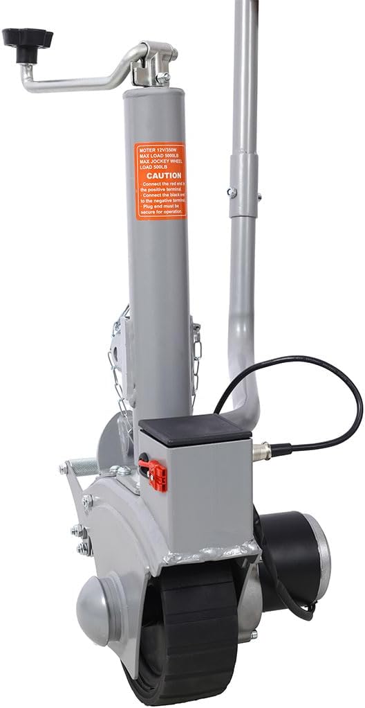 Electric Trailer Dolly, 5000 lbs Trailer Mover with 500 lbs Jockey Wheel Load Capacity, 12V Motorized Trailer Tow Dolly with 22 ft/min Speed, Adjustable Height 2" Hitch Tube, 8" Solid Rubber Wheel,