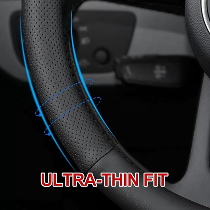 New Nappa Leather car Steering Wheel Cover, Breathable Full Surround Universal - Image 2