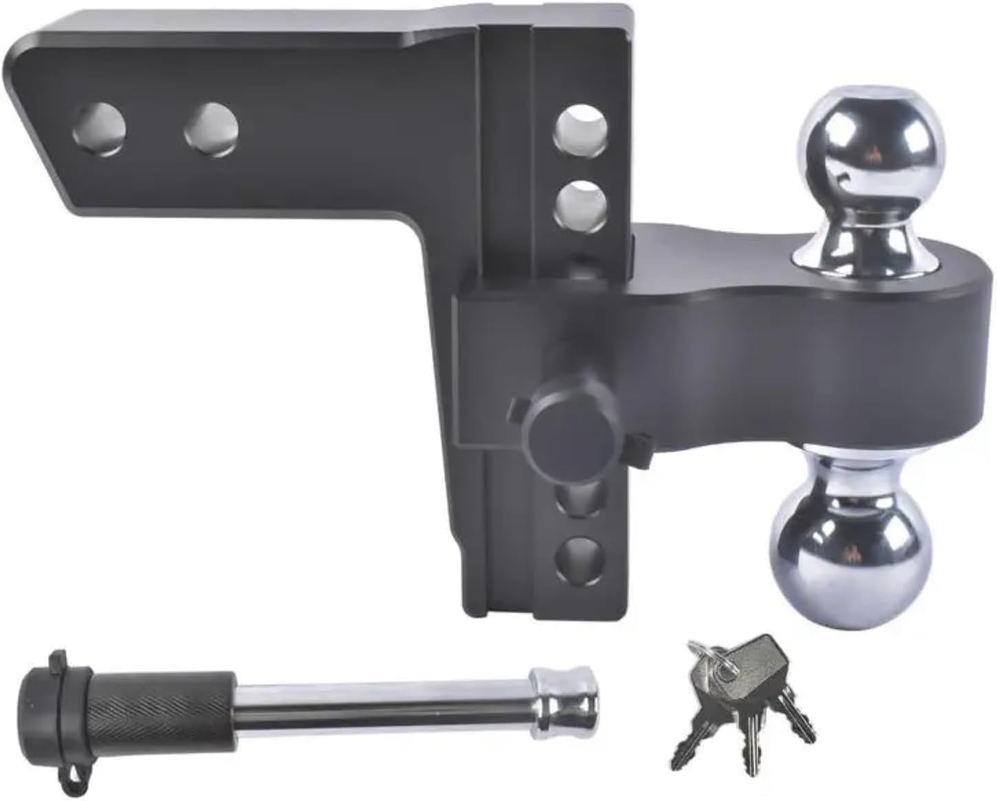 Adjustable 2.5" Trailer Hitch 6" Drop/Rise Alum Dual-Ball 18500 LBS Locks
